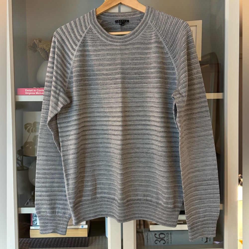 Theory, Varied-Dye Knit Cotton/Wool Sweater, Size M